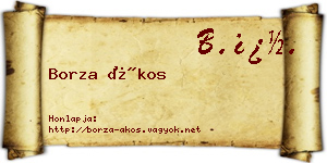 Borza Ákos névjegykártya